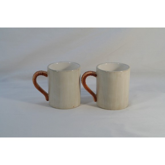 Asia Master Group Stonelite Clay Mug Lot Of 2 Fall Harvest Wheat Shaped Handle - Picture 3 of 11